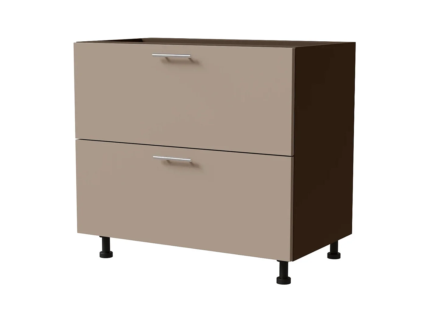 SCHUBLADENUNTERSCHRANK Brerra D2A/90/1A Korpus lava / Front RAL 1019 graubeige Matt 90 / 50 / 82 cm