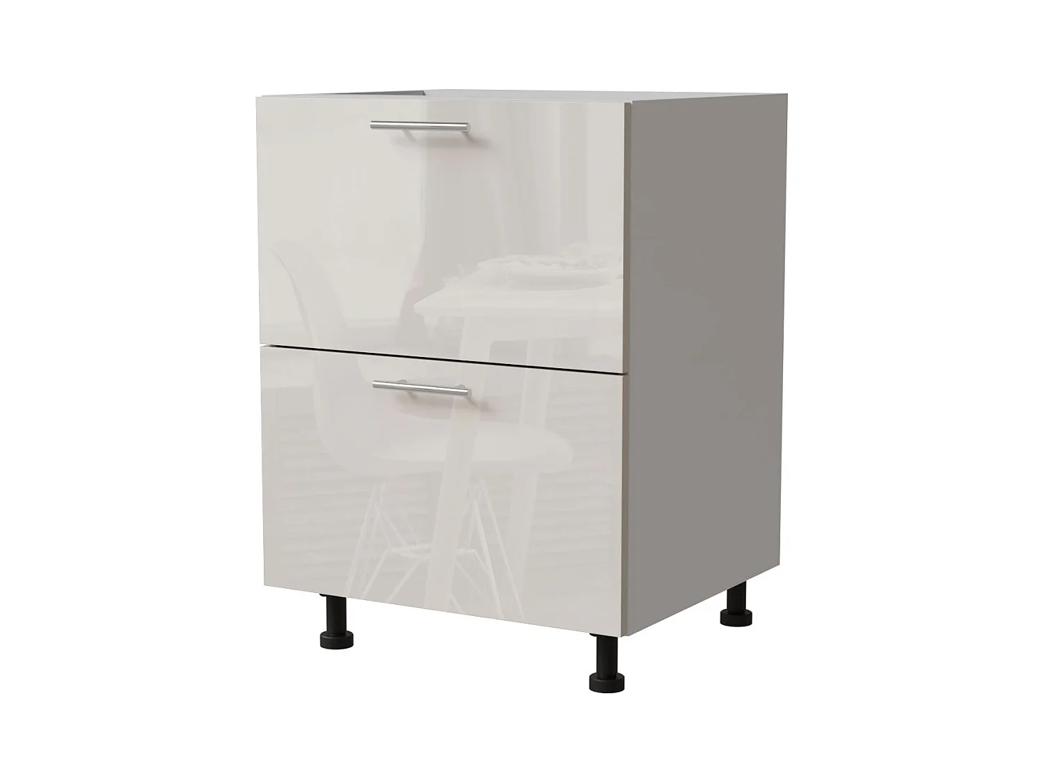 SCHUBLADENUNTERSCHRANK Brerra D2A/60/1A Korpus weiß / Front RAL 9001 creme Hochglanz 60 / 50 / 82 cm