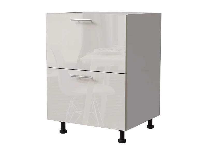 SCHUBLADENUNTERSCHRANK Brerra D2A/60/1A Korpus weiß / Front RAL 9001 creme Hochglanz 60 / 50 / 82 cm