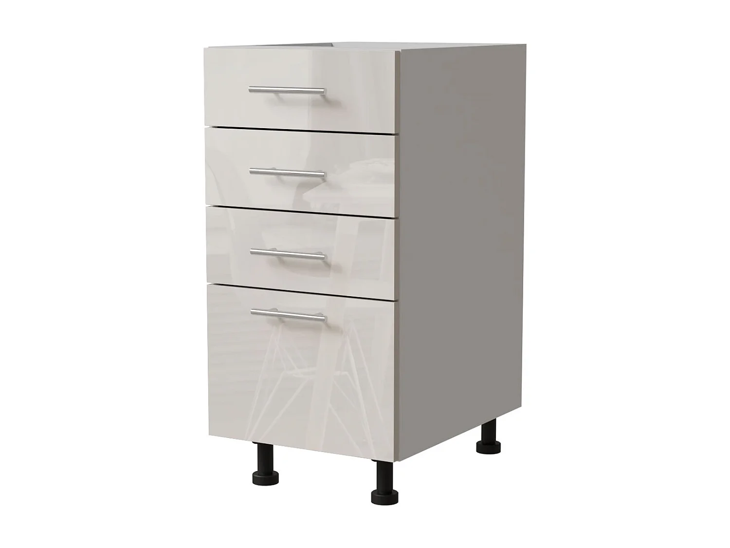 SCHUBLADENUNTERSCHRANK Brerra D4R/40 Korpus weiß / Front RAL 9001 creme Hochglanz 40 / 50 / 82 cm
