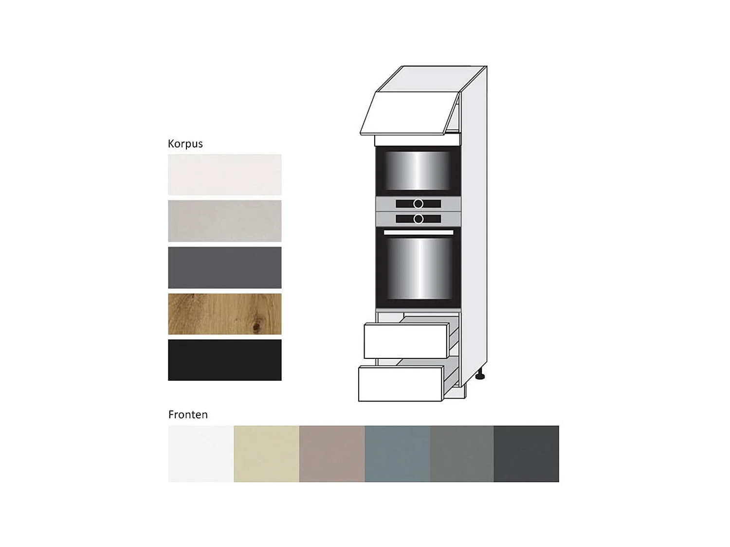 BACKOFEN-HOCHSCHRANK Kvantum D14/RU/2M/284 Weiß Matt / Weiß Matt 60 / 59 / 207cm