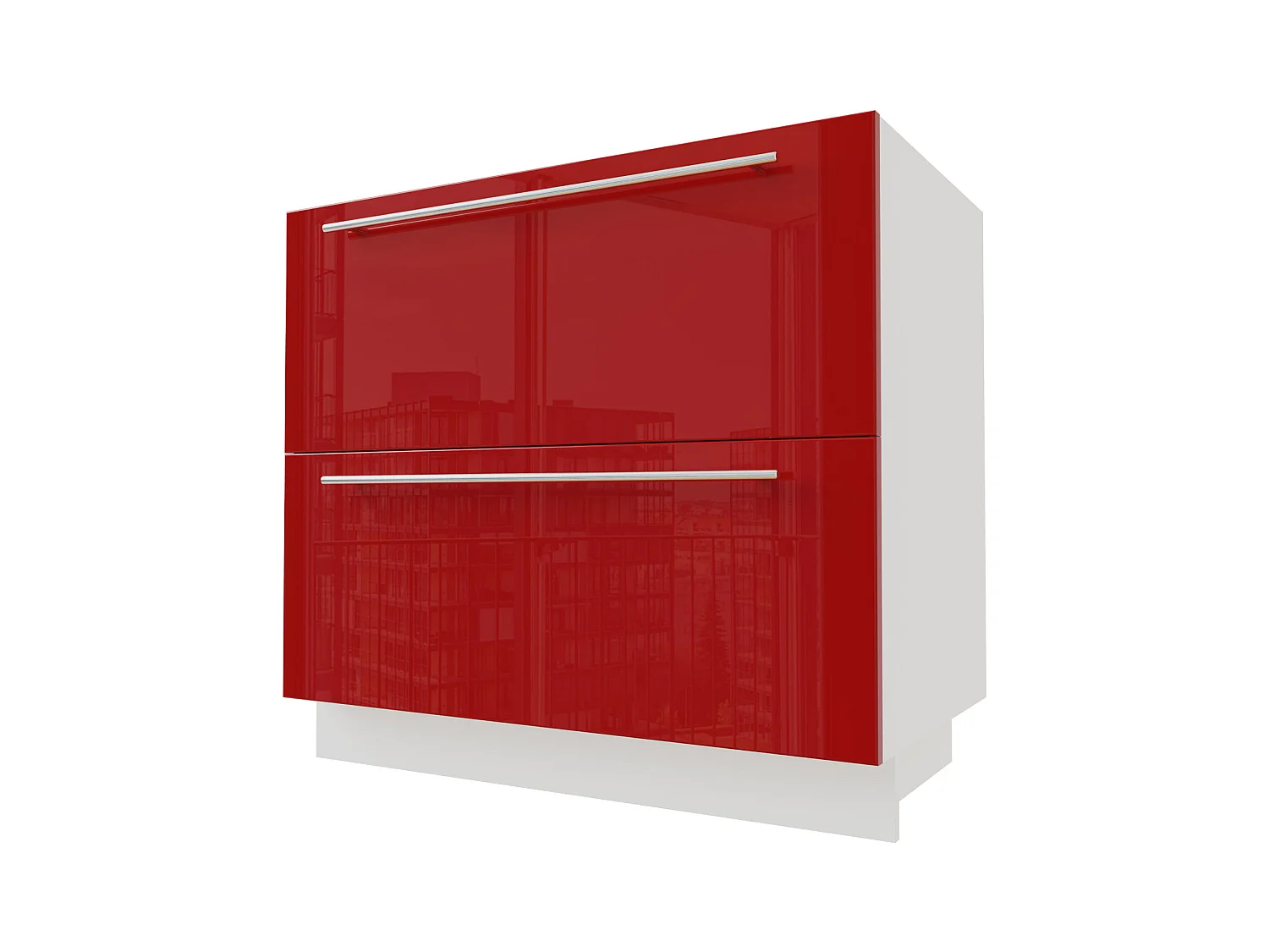 SCHUBLADENUNTERSCHRANK Brerra D2M/90 RAL 3002 karminrot Hochglanz / Weiß 90 / 50 / 82cm