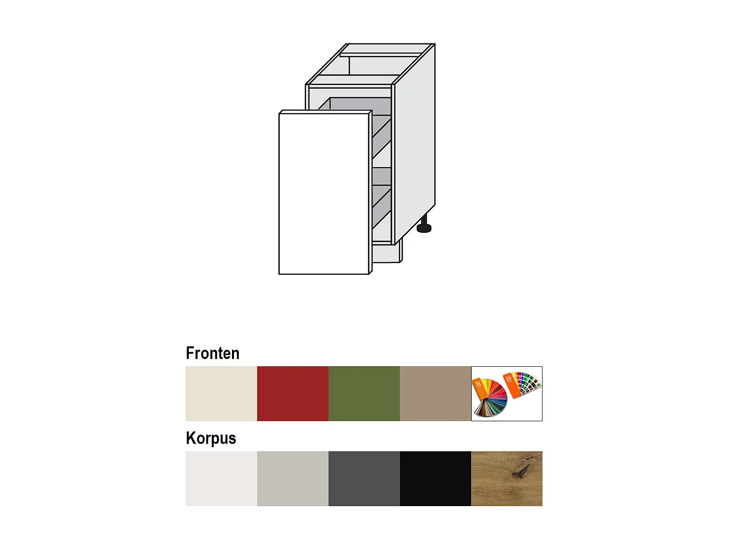 KÜCHENUNTERSCHRANK Brerra D1D/40/kargo RAL 1016 graubeige Matt / Eiche Artisan 40 / 50 / 82 cm