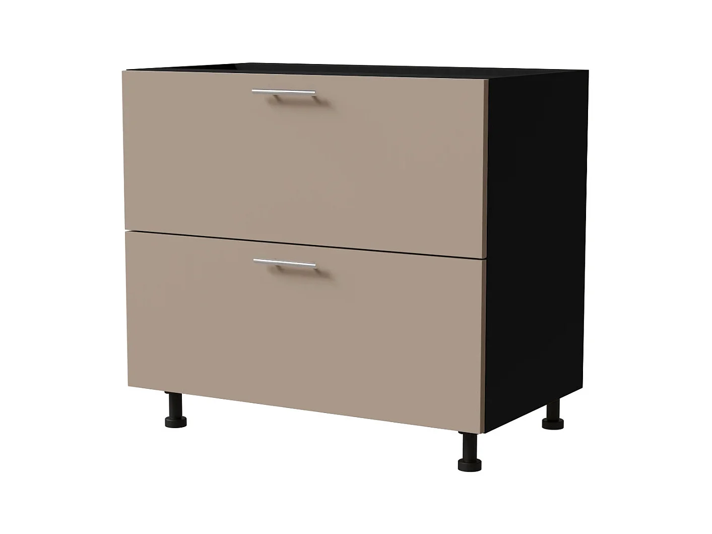 SCHUBLADENUNTERSCHRANK Brerra D2A/90/1A Korpus schwarz / Front RAL 1019 graubeige Matt 90 / 50 / 82 cm