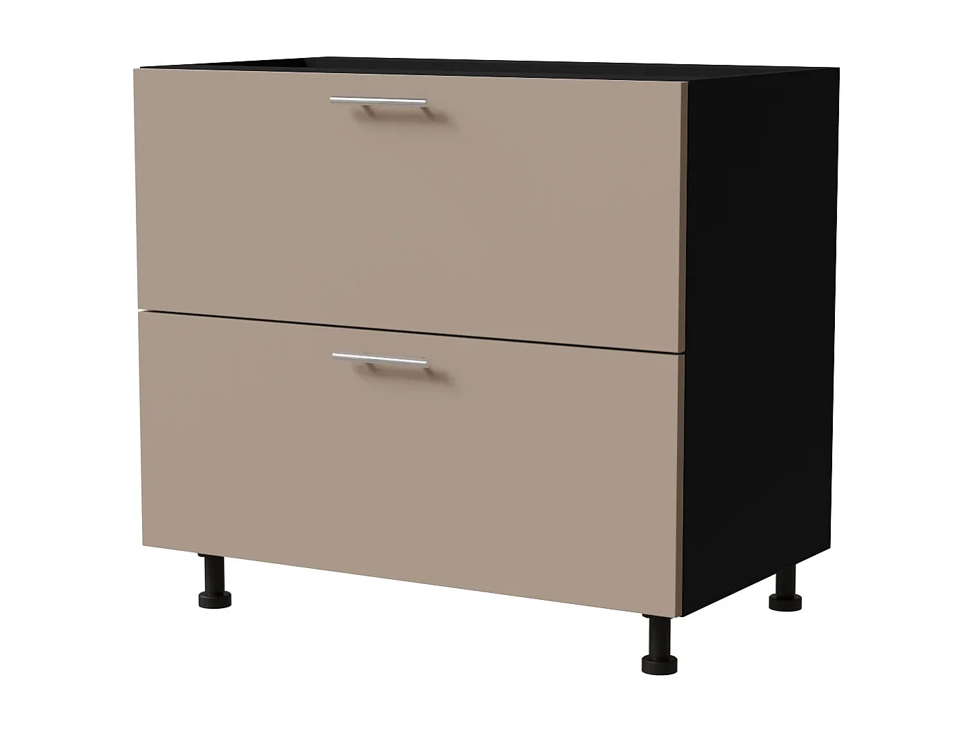 SCHUBLADENUNTERSCHRANK Brerra D2A/90/1A Korpus schwarz / Front RAL 1019 graubeige Matt 90 / 50 / 82 cm