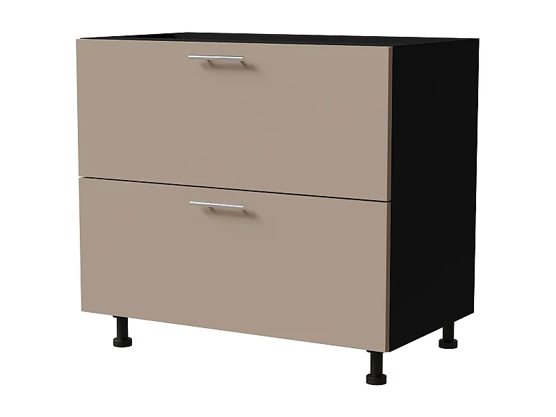 SCHUBLADENUNTERSCHRANK Brerra D2A/90/1A Korpus schwarz / Front RAL 1019 graubeige Matt 90 / 50 / 82 cm