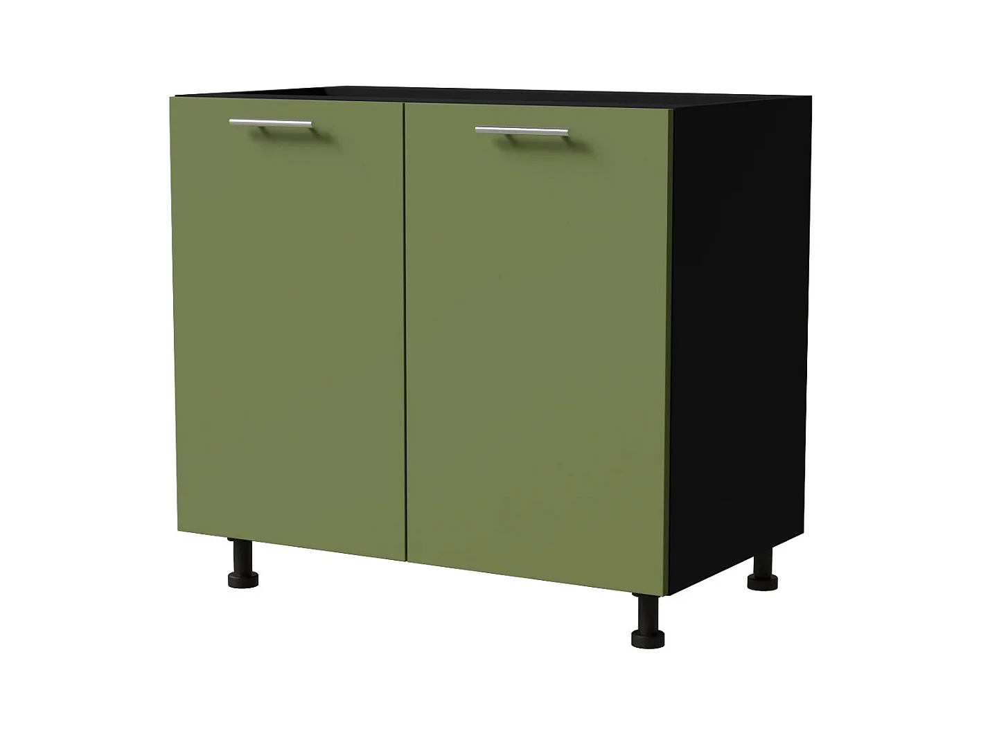 KÜCHENUNTERSCHRANK Brerra D11/90 Korpus schwarz / Front RAL 6025 farngrün Matt 90 / 50 / 82 cm