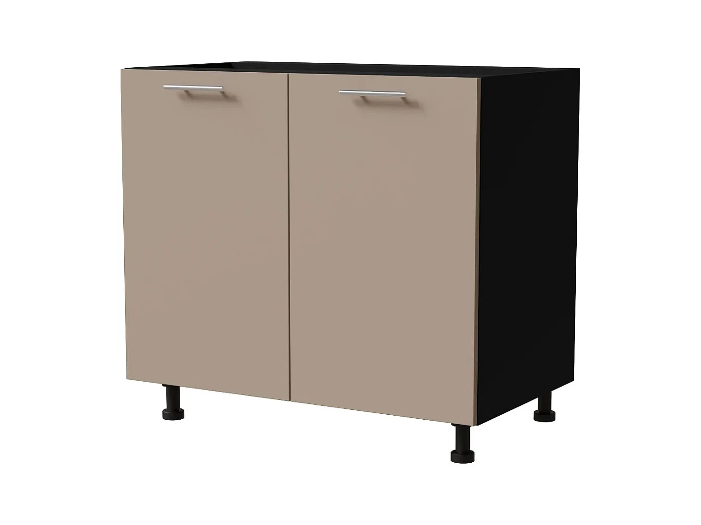 KÜCHENUNTERSCHRANK Brerra D11/90 Korpus schwarz / Front RAL 1019 graubeige Matt 90 / 50 / 82 cm