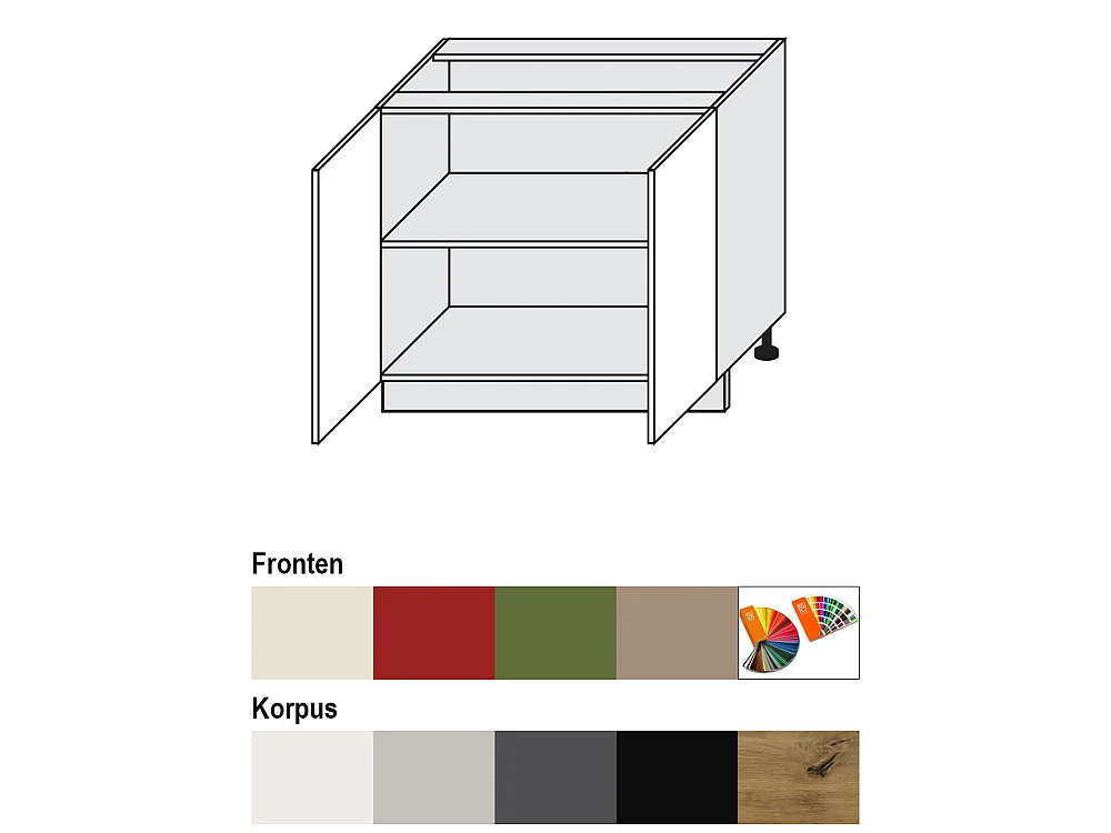 KÜCHENUNTERSCHRANK Brerra D11/90 Korpus schwarz / Front RAL 1019 graubeige Matt 90 / 50 / 82 cm