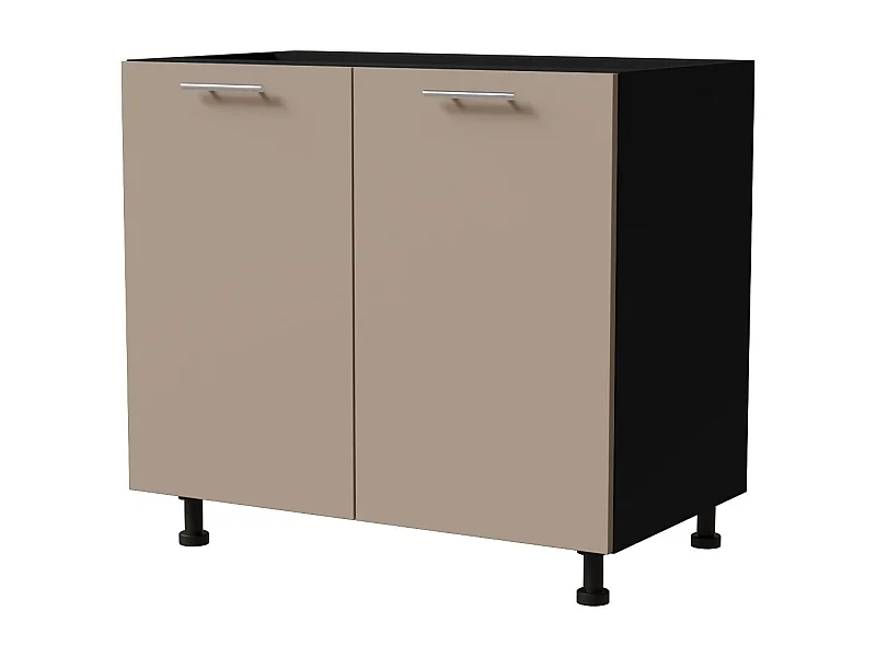 KÜCHENUNTERSCHRANK Brerra D11/90 Korpus schwarz / Front RAL 1019 graubeige Matt 90 / 50 / 82 cm