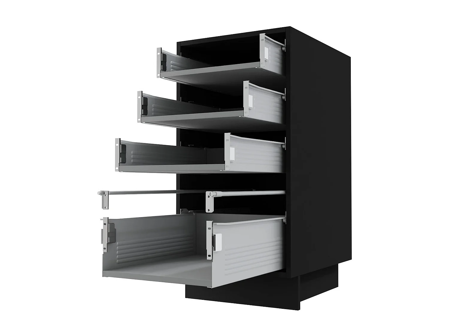 SCHUBLADENUNTERSCHRANK Brerra D4M/40 Korpus schwarz / Front RAL 1019 graubeige Matt 40 / 50 / 82 cm