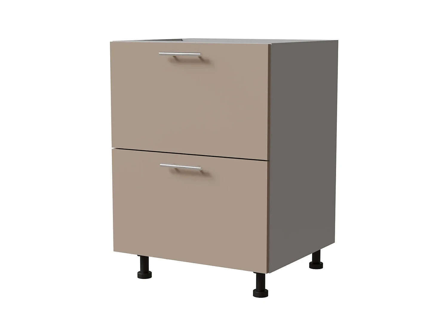 SCHUBLADENUNTERSCHRANK Brerra D2M/60 Korpus grau / Front RAL 1019 graubeige Matt 60 / 50 / 82 cm