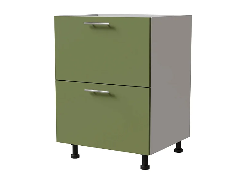 SCHUBLADENUNTERSCHRANK Brerra D2M/60 Korpus weiß / Front RAL 6025 farngrün Matt 60 / 50 / 82 cm