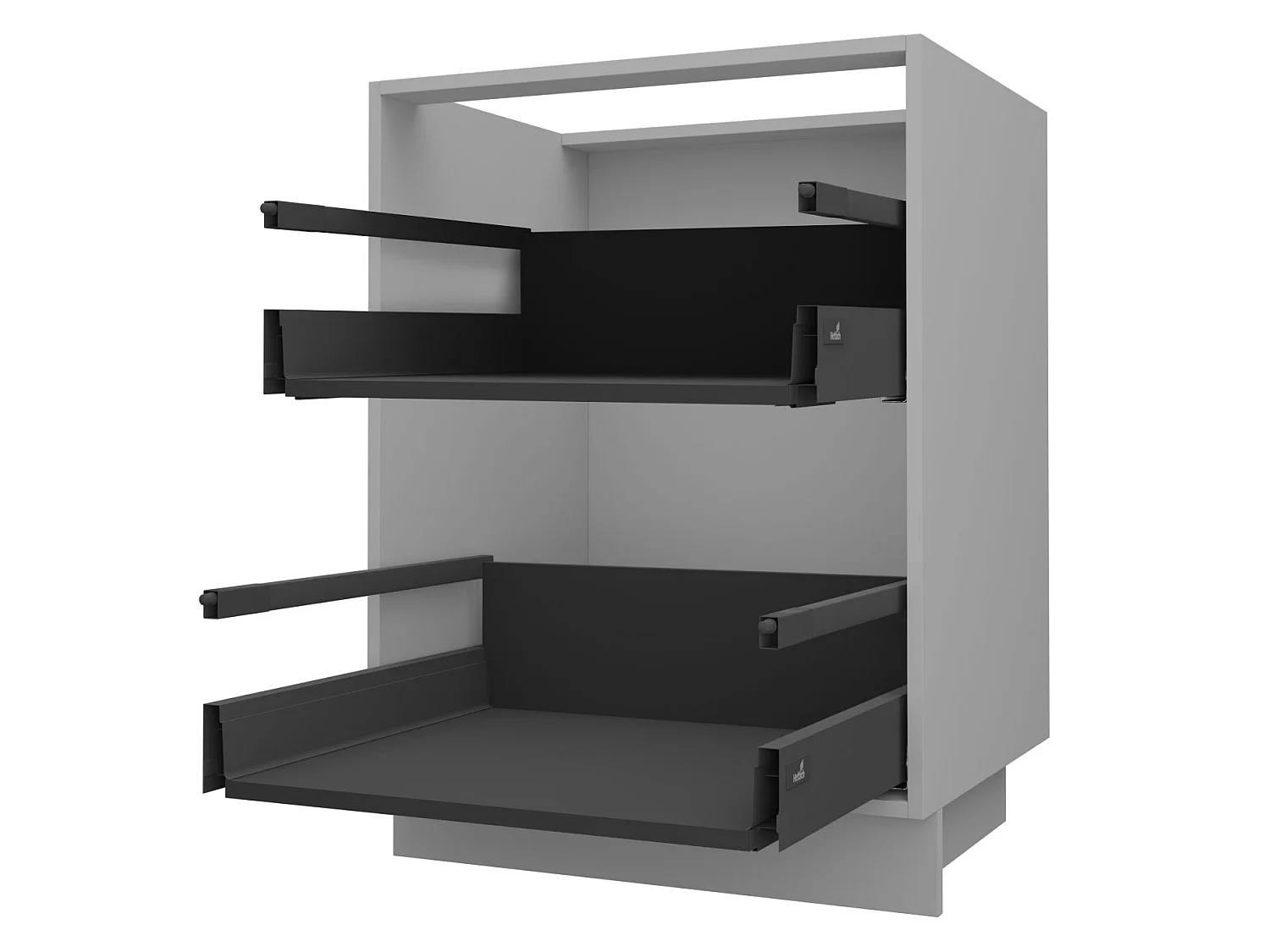 SCHUBLADENUNTERSCHRANK Brerra D2A/60 Korpus grau / Front RAL 9001 creme Hochglanz 60 / 50 / 82 cm