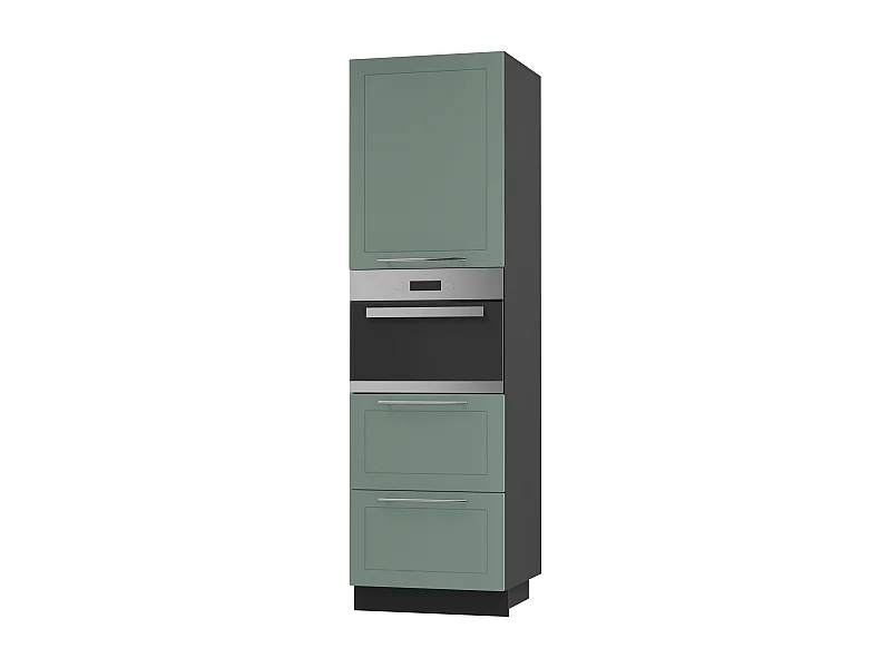 BACKOFENHOCHSCHRANK Kvantum D14/RU/2M/356 Mint Matt / Schwarz Matt 60 / 59 / 207cm