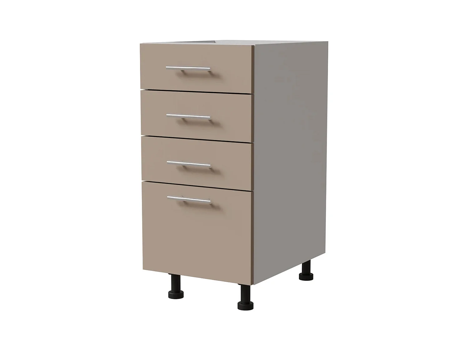 SCHUBLADENUNTERSCHRANK Brerra D4R/40 Korpus weiß / Front RAL 1019 graubeige Matt 40 / 50 / 82 cm