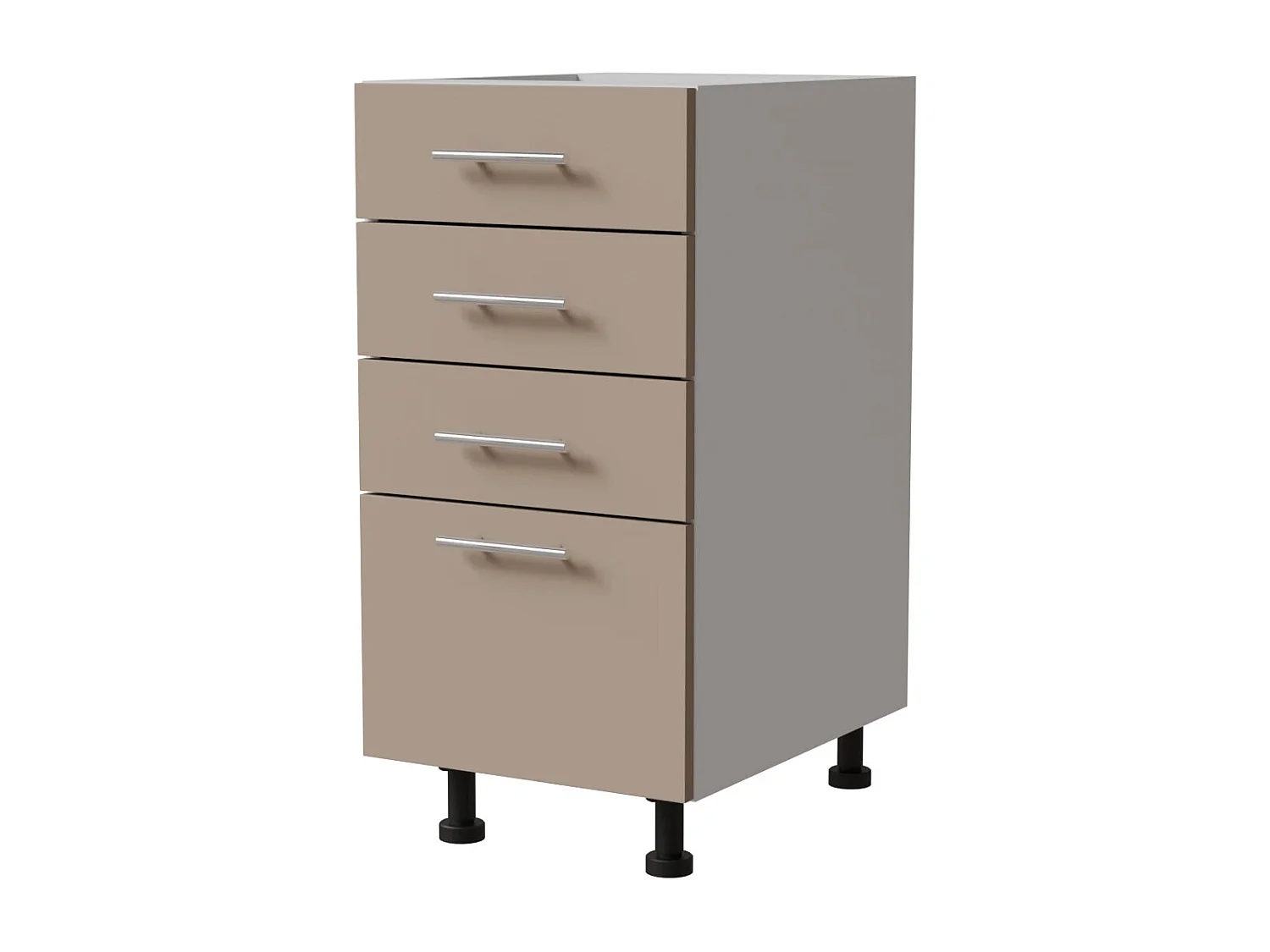 SCHUBLADENUNTERSCHRANK Brerra D4R/40 Korpus weiß / Front RAL 1019 graubeige Matt 40 / 50 / 82 cm