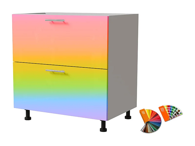 SCHUBLADENUNTERSCHRANK Brerra D2R/80 Korpus weiß / Front RAL Wunschfarbe (K5 oder K7)  80 / 50 / 82 cm Schubladensystem REJS Comfort Box