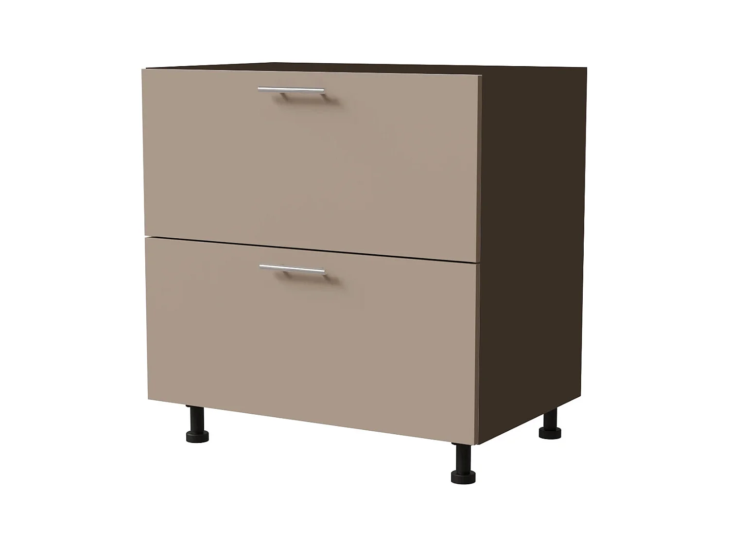 SCHUBLADENUNTERSCHRANK Brerra D2A/80 Korpus lava / Front RAL 1019 graubeige Matt 80 / 50 / 82 cm Schubladensystem HETTICH InnoTech Atira
