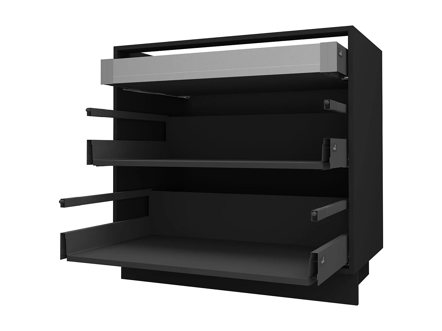 SCHUBLADENUNTERSCHRANK Brerra D2A/60/1A Korpus schwarz / Front RAL Wunschfarbe (K5 oder K7) 60 / 50 / 82 cm