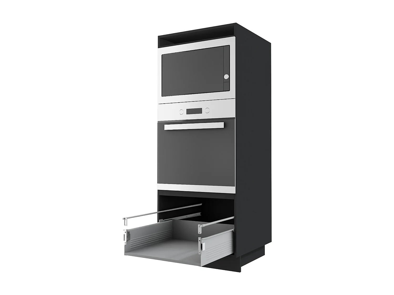 BACKOFENHOCHSCHRANK Kvantum D5AM/60/154 Graphit Matt / Schwarz Matt 60 / 59 / 154cm