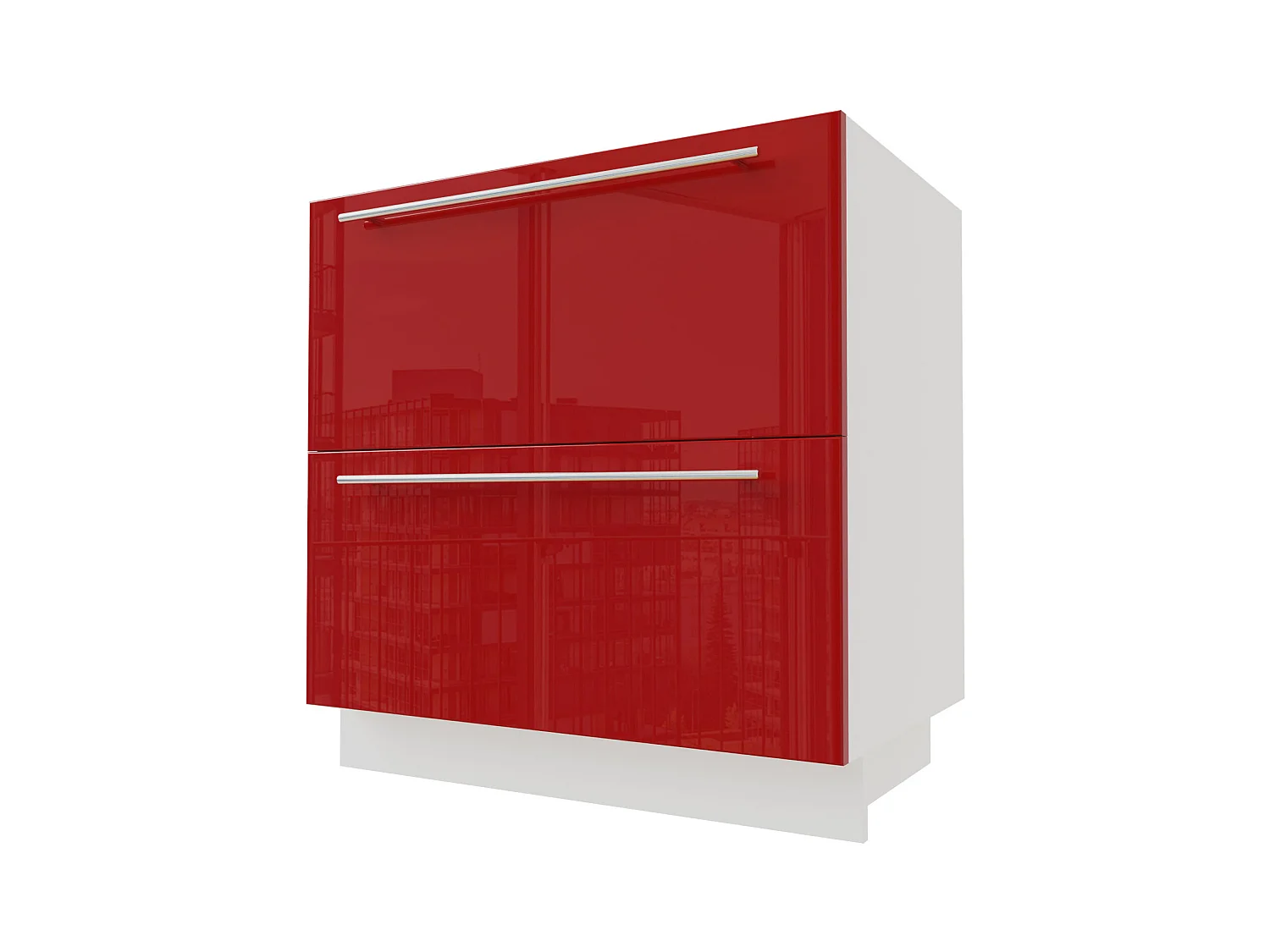 SCHUBLADENUNTERSCHRANK Brerra D2M/80 Korpus weiß / Front RAL 3002 karminrot Hochglanz 80 / 50 / 82 cm Schubladensystem Blum Metabox