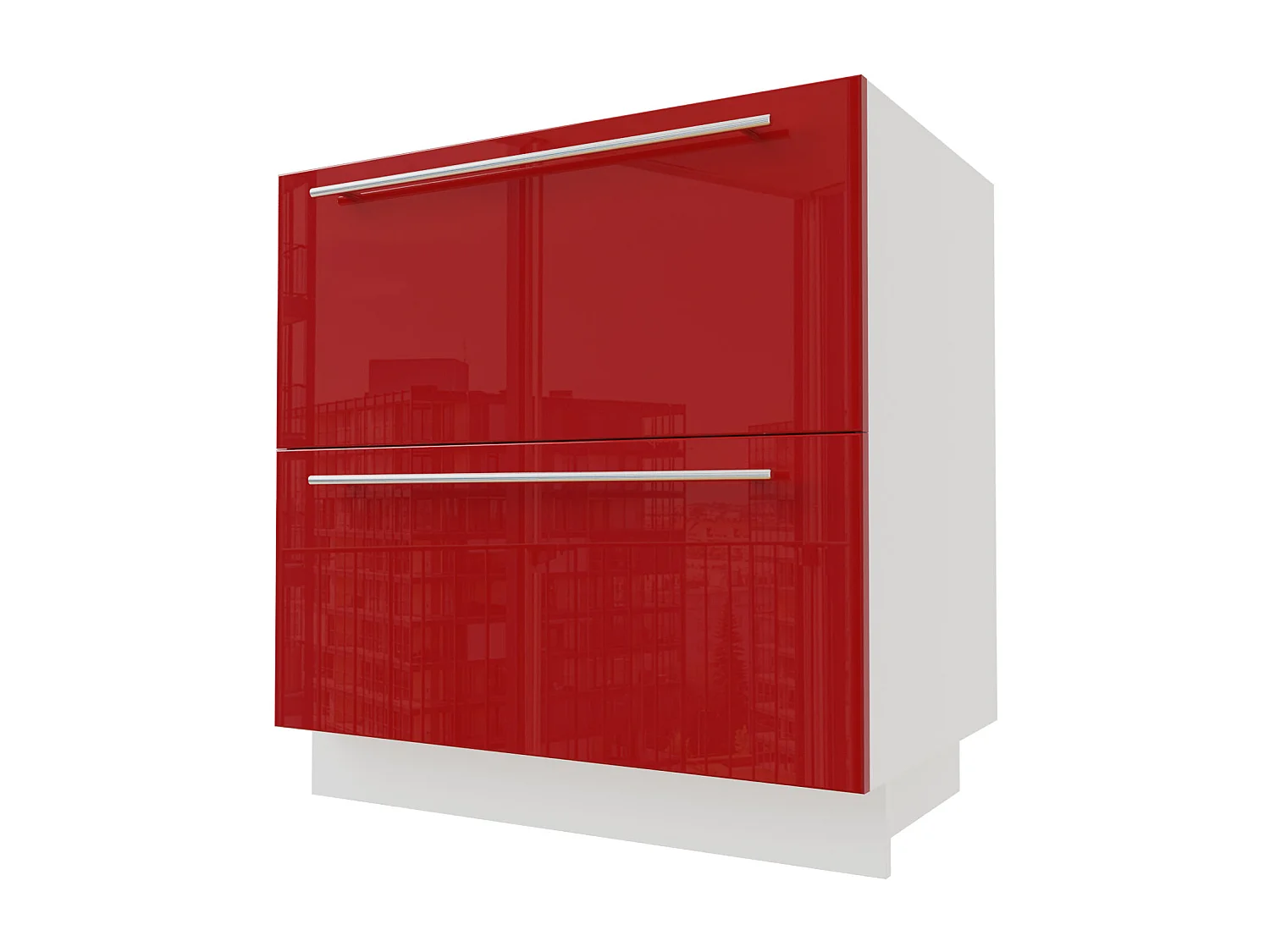 SCHUBLADENUNTERSCHRANK Brerra D2M/80 Korpus weiß / Front RAL 3002 karminrot Hochglanz 80 / 50 / 82 cm Schubladensystem Blum Metabox