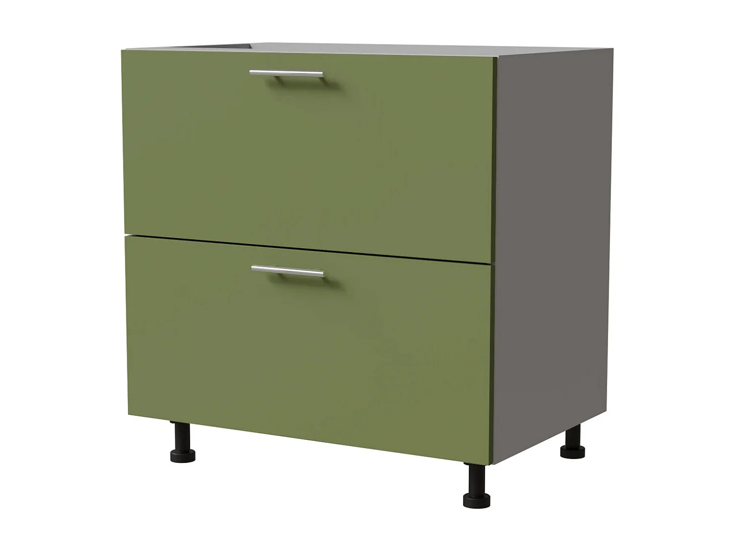 SCHUBLADENUNTERSCHRANK Brerra D2M/80 Korpus grau / Front RAL 6025 farngrün Matt 80 / 50 / 82 cm Schubladensystem Blum Metabox