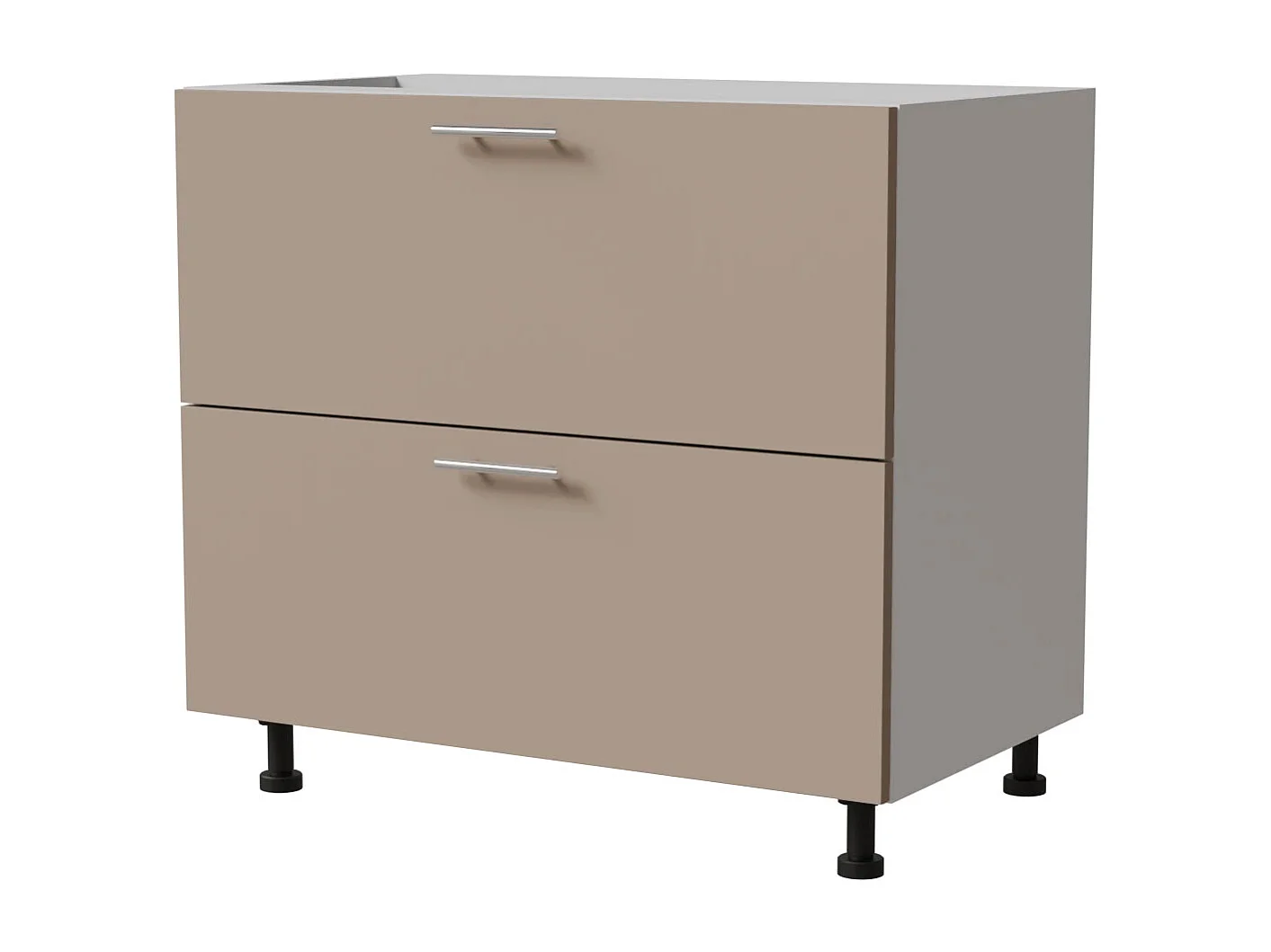 SCHUBLADENUNTERSCHRANK Brerra D2A/90/1A Korpus weiß / Front RAL 1019 graubeige Matt 90 / 50 / 82 cm