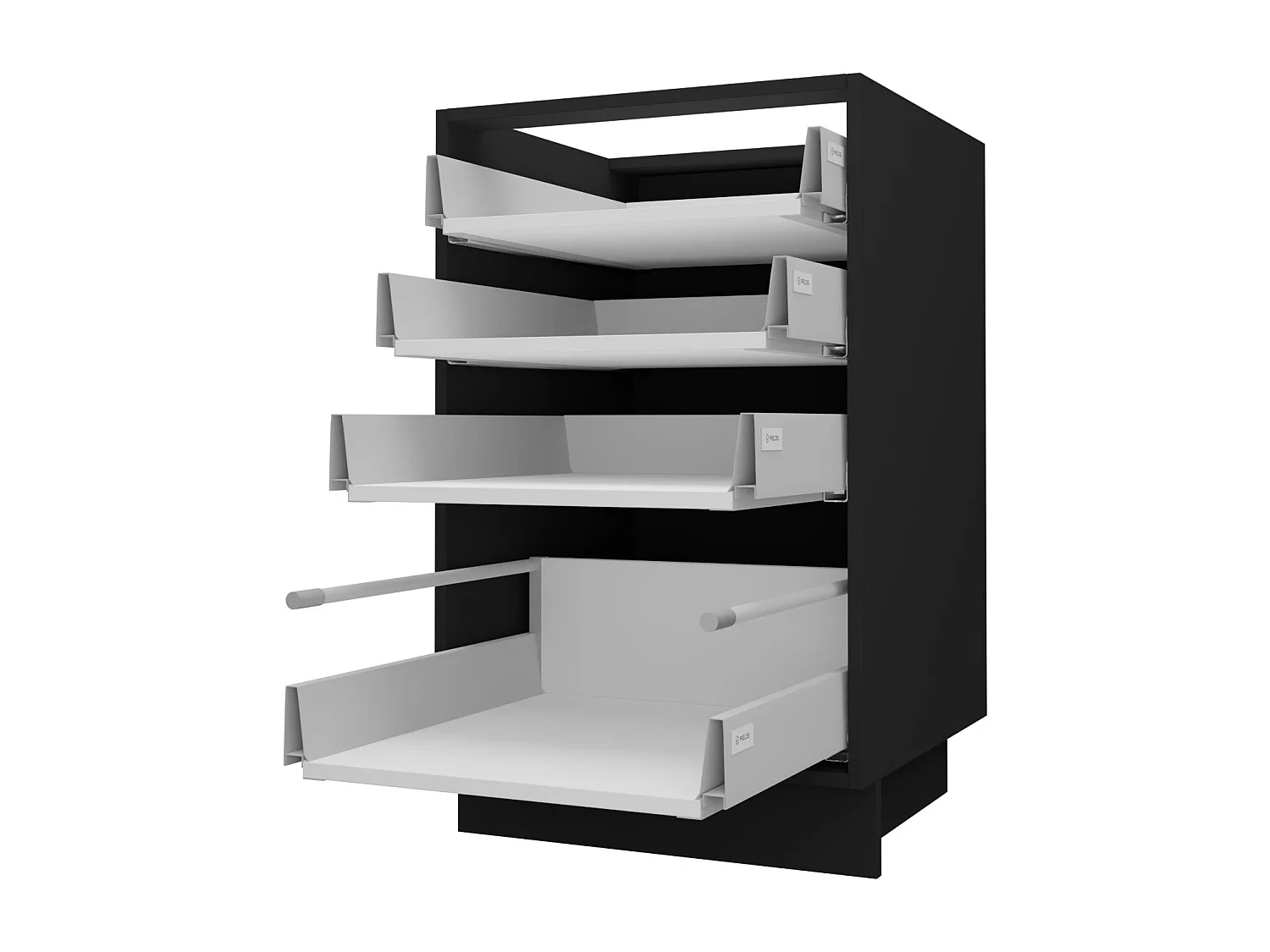SCHUBLADENUNTERSCHRANK Brerra D4R/40 Korpus schwarz / Front RAL Wunschfarbe (K5 oder K7) 40 / 50 / 82 cm