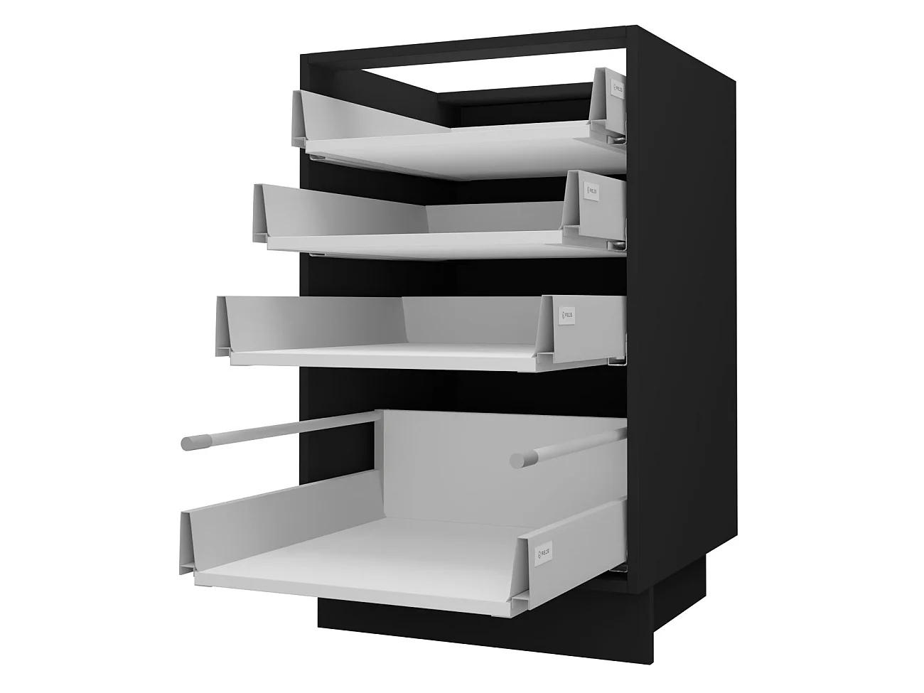 SCHUBLADENUNTERSCHRANK Brerra D4R/40 Korpus schwarz / Front RAL Wunschfarbe (K5 oder K7) 40 / 50 / 82 cm