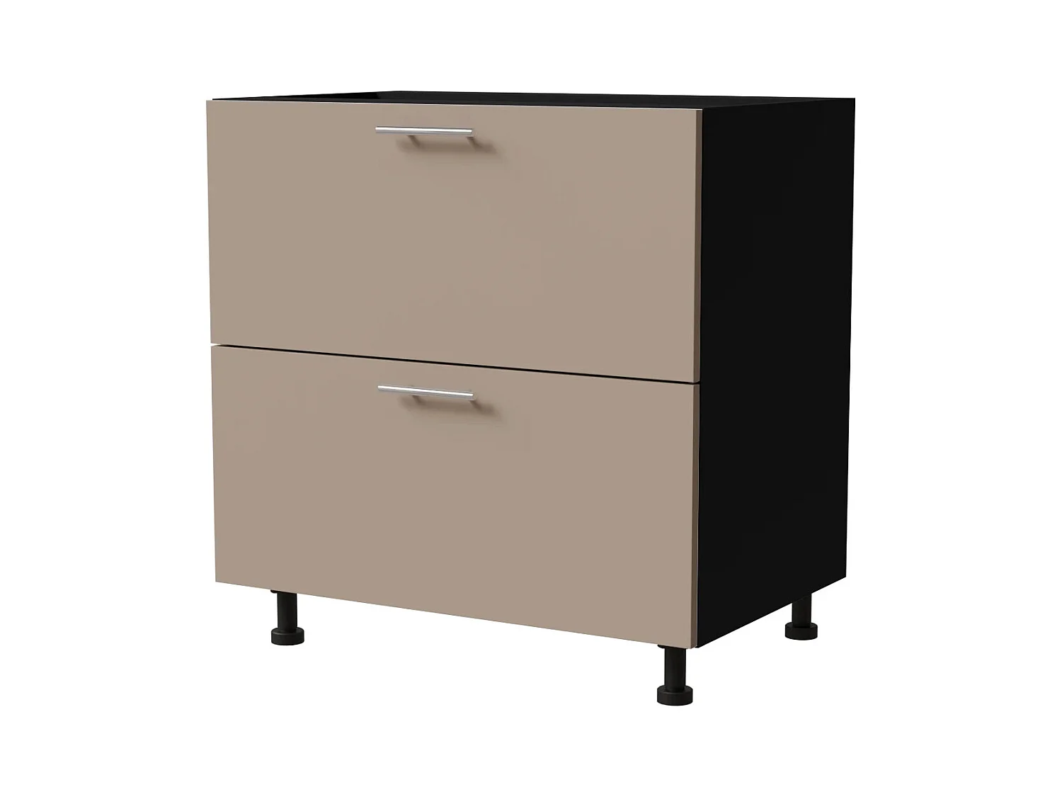 SCHUBLADENUNTERSCHRANK Brerra D2A/80 Korpus schwarz / Front RAL 1019 graubeige Matt 80 / 50 / 82 cm Schubladensystem HETTICH InnoTech Atira