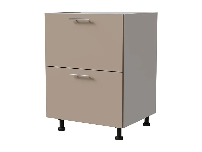SCHUBLADENUNTERSCHRANK Brerra D2A/60/1A Korpus weiß / Front RAL 1019 graubeige Matt 60 / 50 / 82 cm