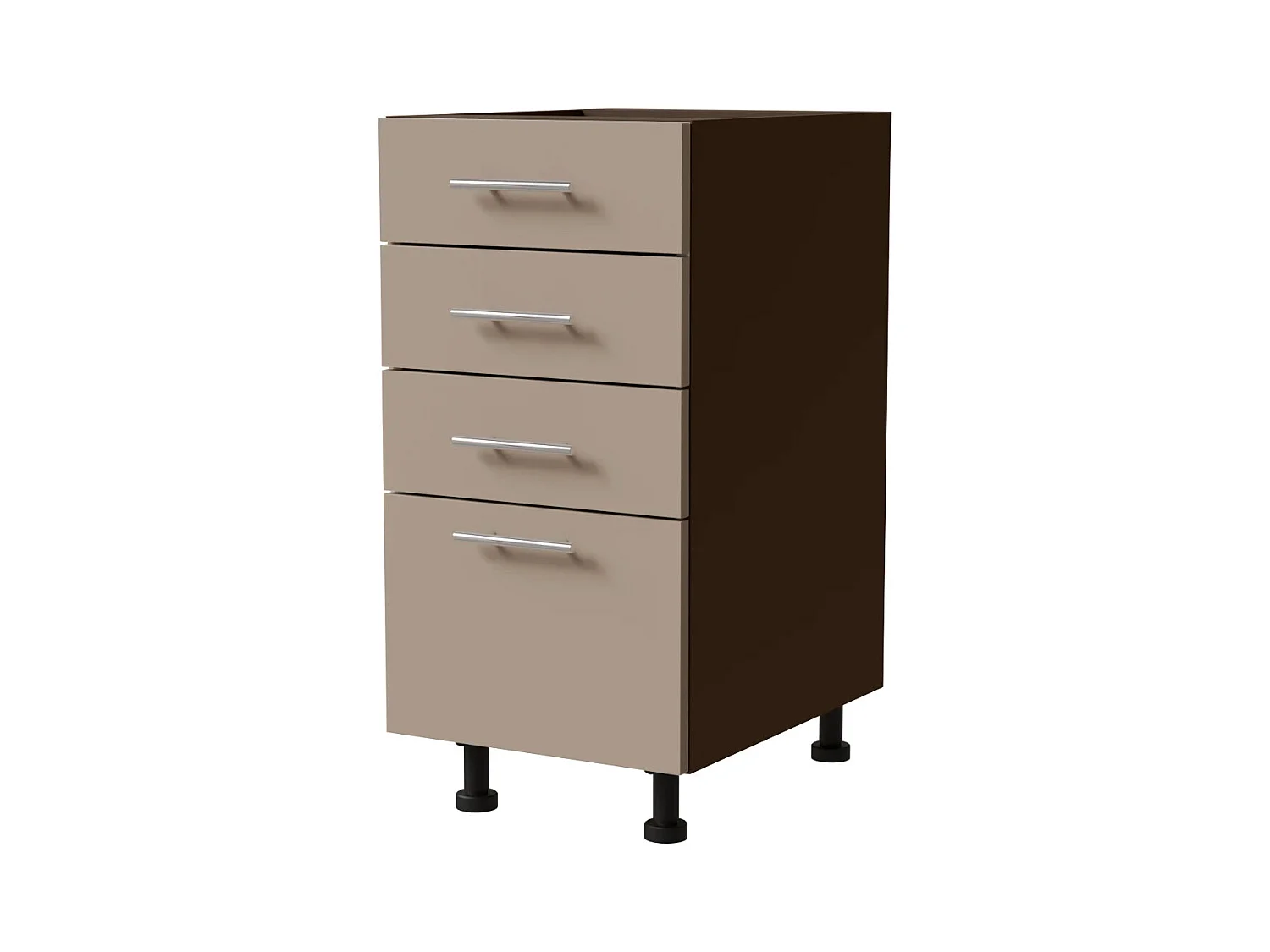 SCHUBLADENUNTERSCHRANK Brerra D4A/40 Korpus lava / Front RAL 1019 graubeige Matt 40 / 50 / 82 cm