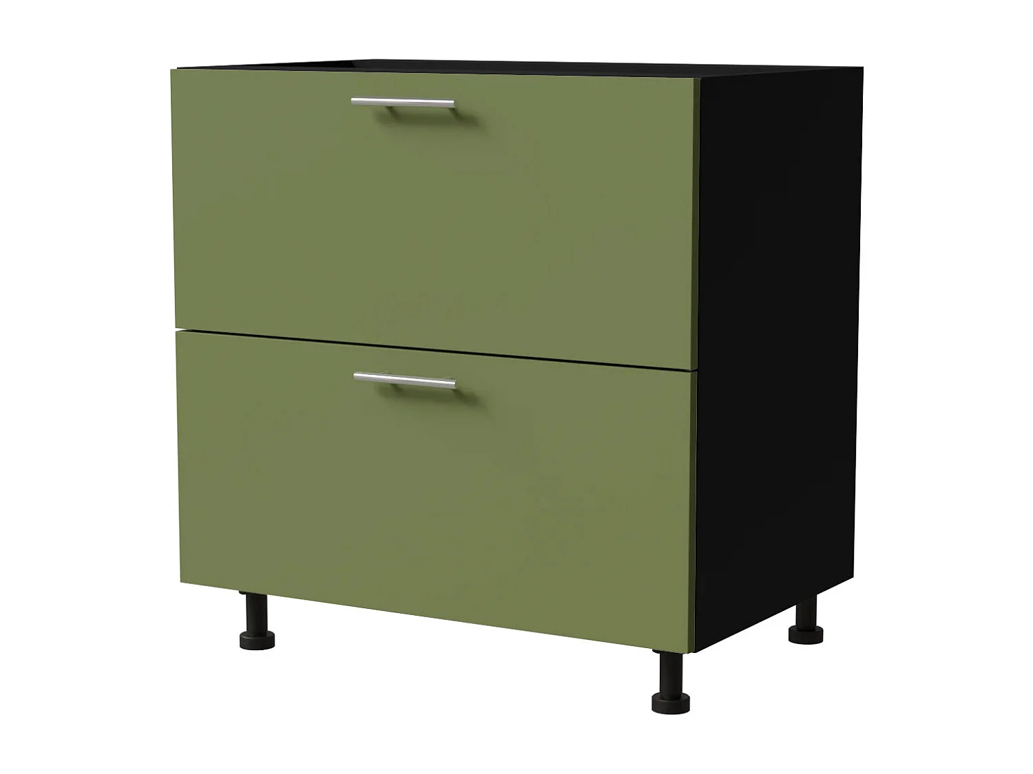 SCHUBLADENUNTERSCHRANK Brerra D2R/80 Korpus schwarz / Front RAL 6025 farngrün Matt  80 / 50 / 82 cm Schubladensystem REJS Comfort Box