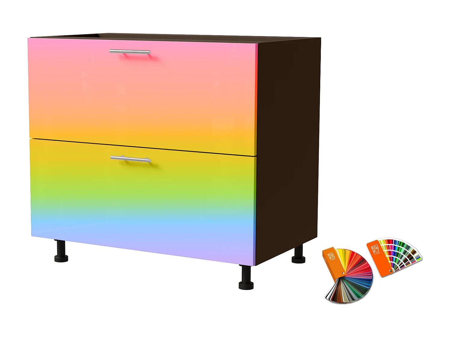 SCHUBLADENUNTERSCHRANK Brerra D2A/90/1A Korpus lava / Front Wunschfarbe RAL (K5 oder K7) 90 / 50 / 82 cm