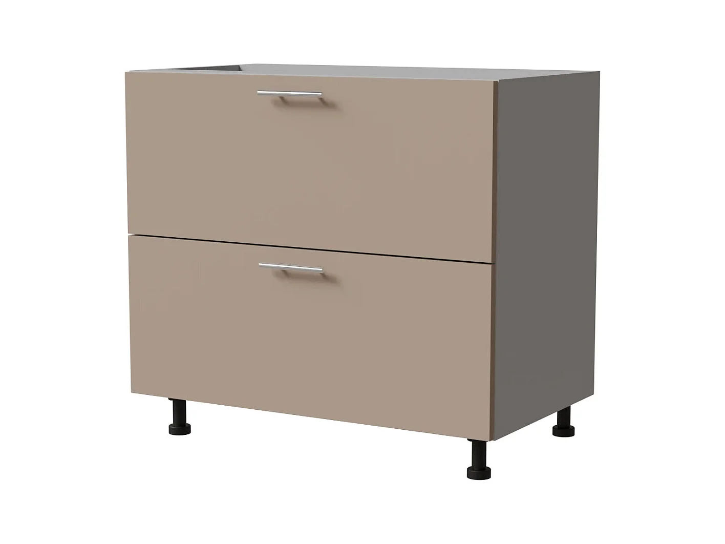SCHUBLADENUNTERSCHRANK Brerra D2A/90 Korpus grau / Front RAL 1019 graubeige Matt 90 / 50 / 82cm