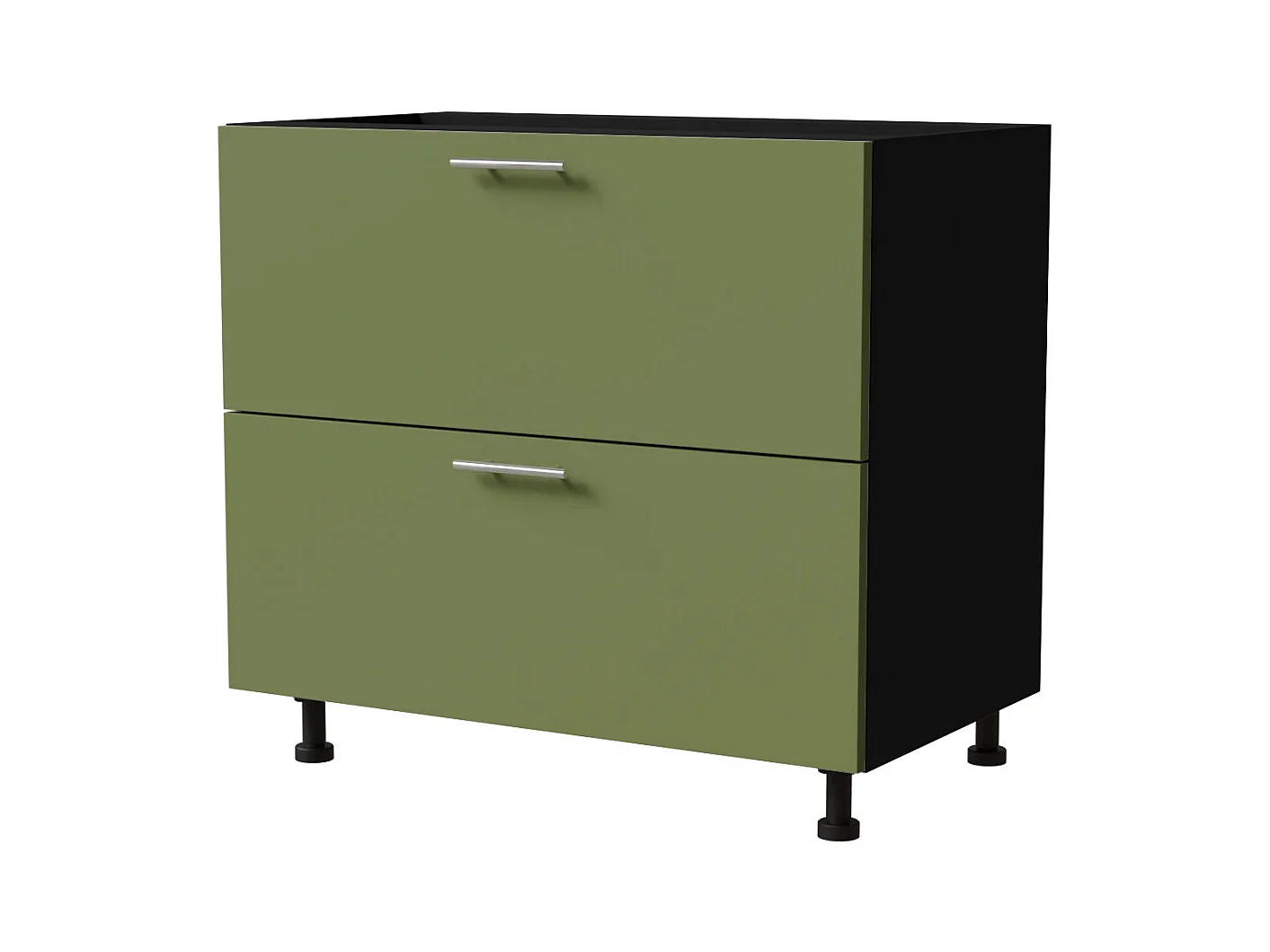 SCHUBLADENUNTERSCHRANK Brerra D2A/90 Korpus schwarz / Front RAL 6025 farngrün Matt 90 / 50 / 82cm