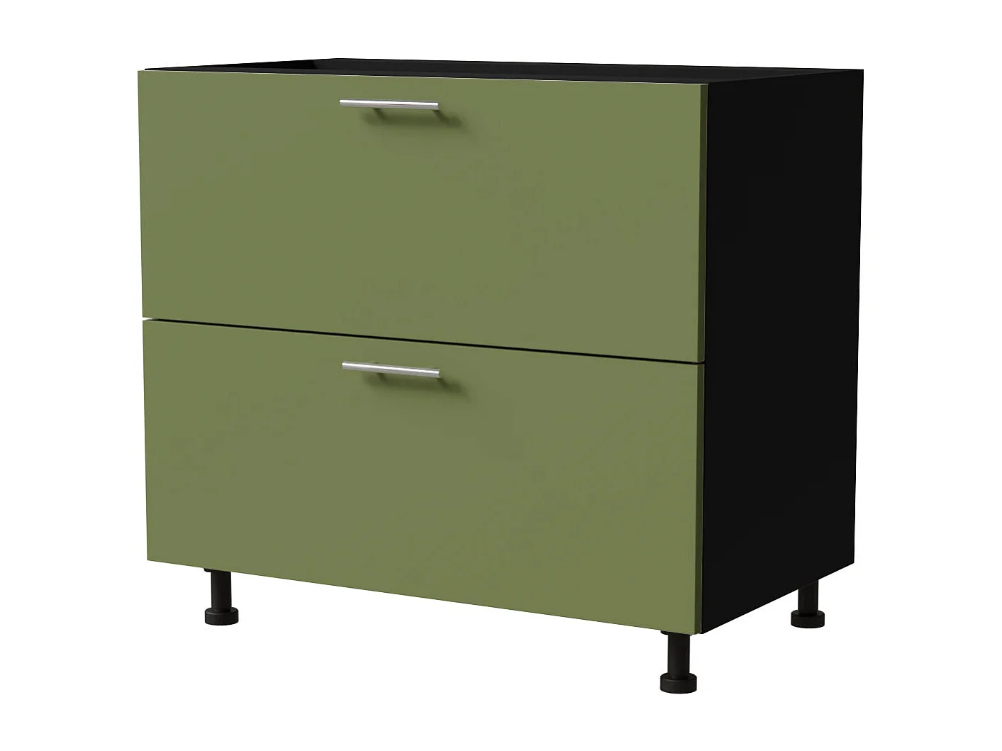 SCHUBLADENUNTERSCHRANK Brerra D2A/90 Korpus schwarz / Front RAL 6025 farngrün Matt 90 / 50 / 82cm