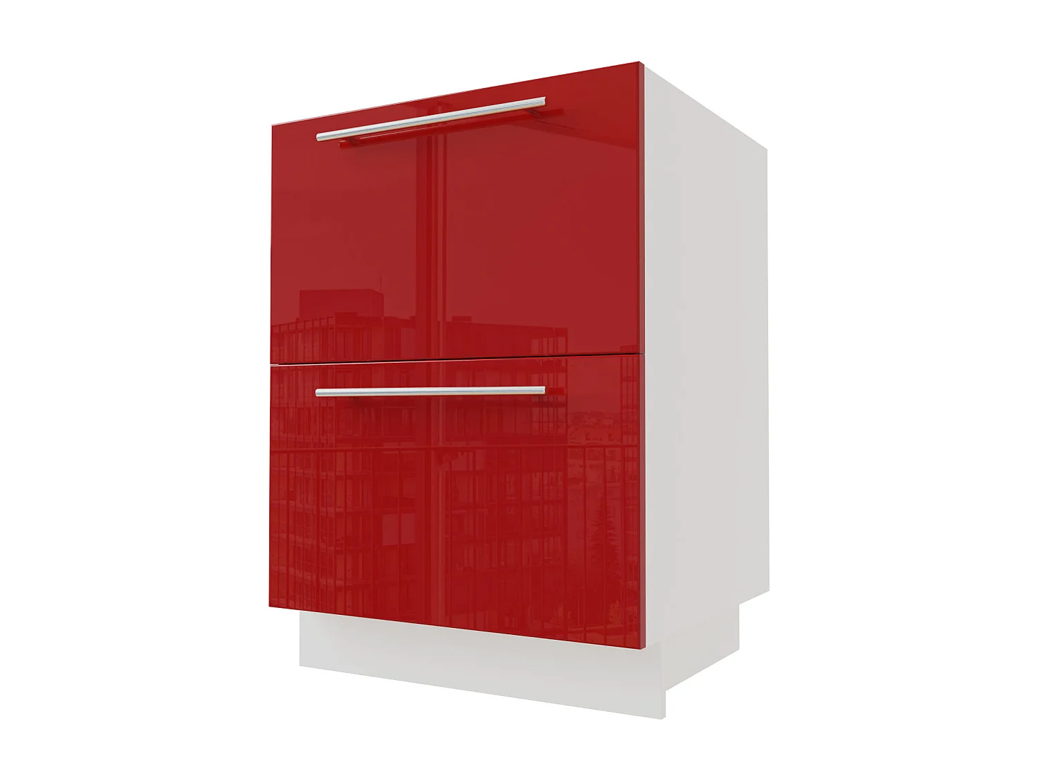 SCHUBLADENUNTERSCHRANK Brerra D2A/60 Korpus weiß / Front RAL 3002 karminrot Hochglanz 60 / 50 / 82 cm