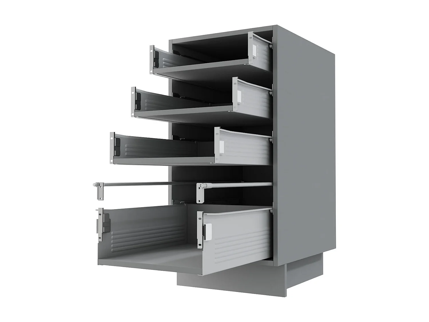 SCHUBLADENUNTERSCHRANK Brerra D4M/40 Korpus grau / Front RAL 3002 karminrot Hochglanz 40 / 50 / 82 cm