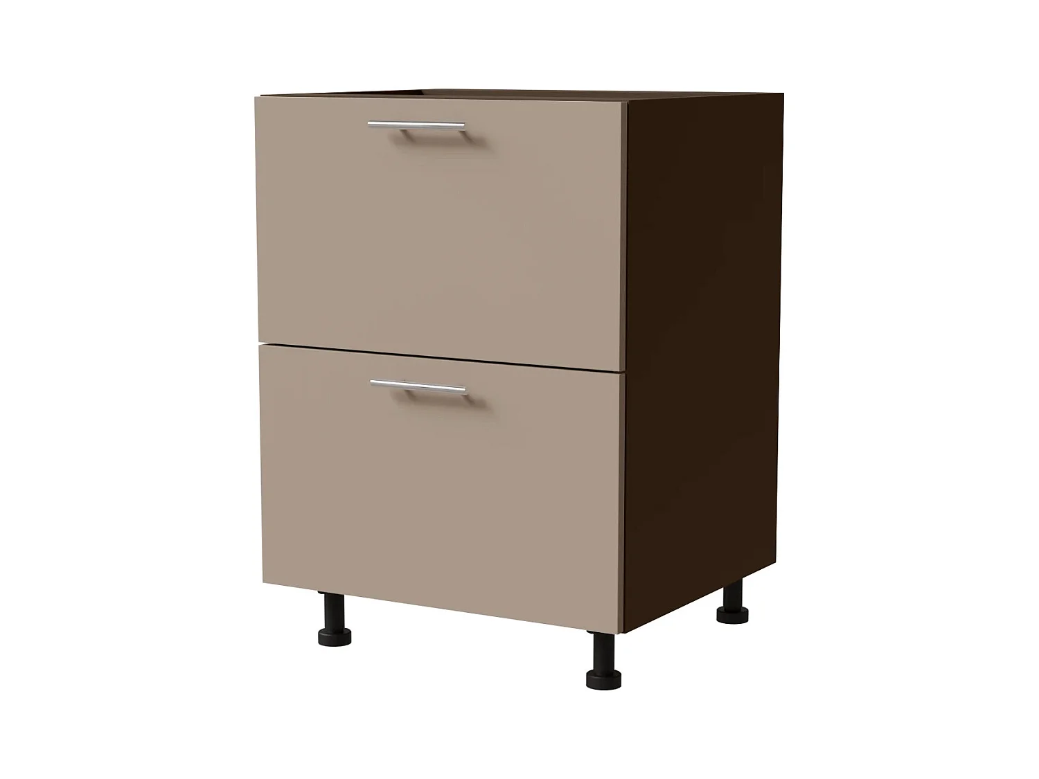 SCHUBLADENUNTERSCHRANK Brerra D2A/60 Korpus lava / Front RAL 1019 graubeige Matt 60 / 50 / 82 cm