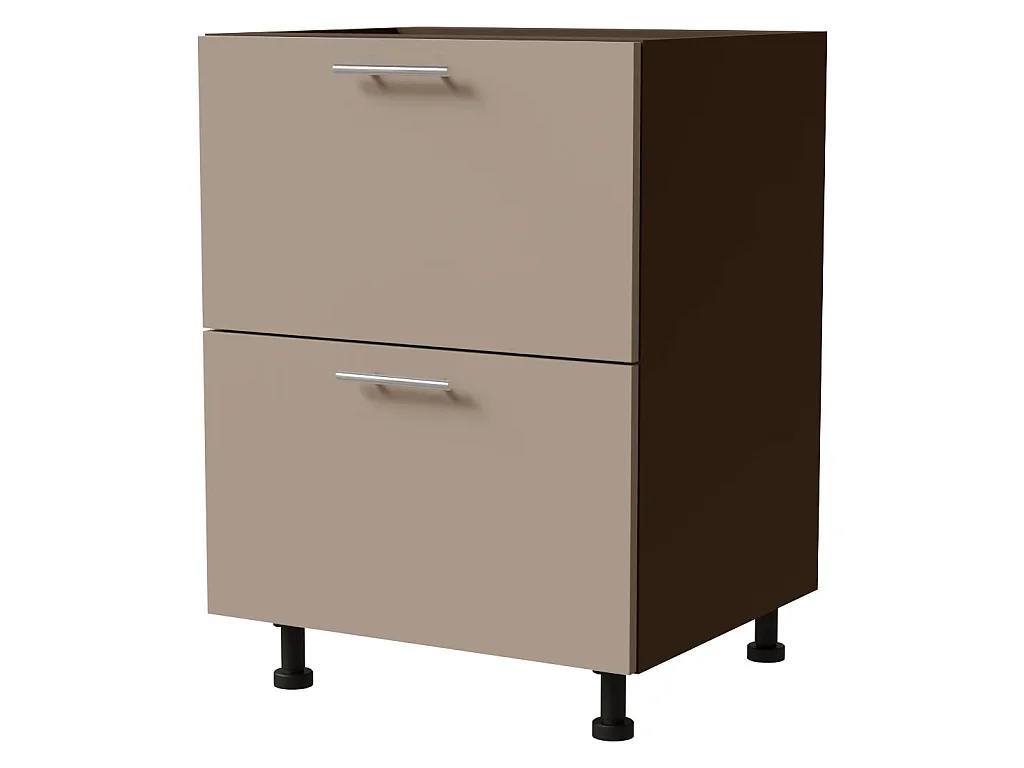 SCHUBLADENUNTERSCHRANK Brerra D2A/60 Korpus lava / Front RAL 1019 graubeige Matt 60 / 50 / 82 cm