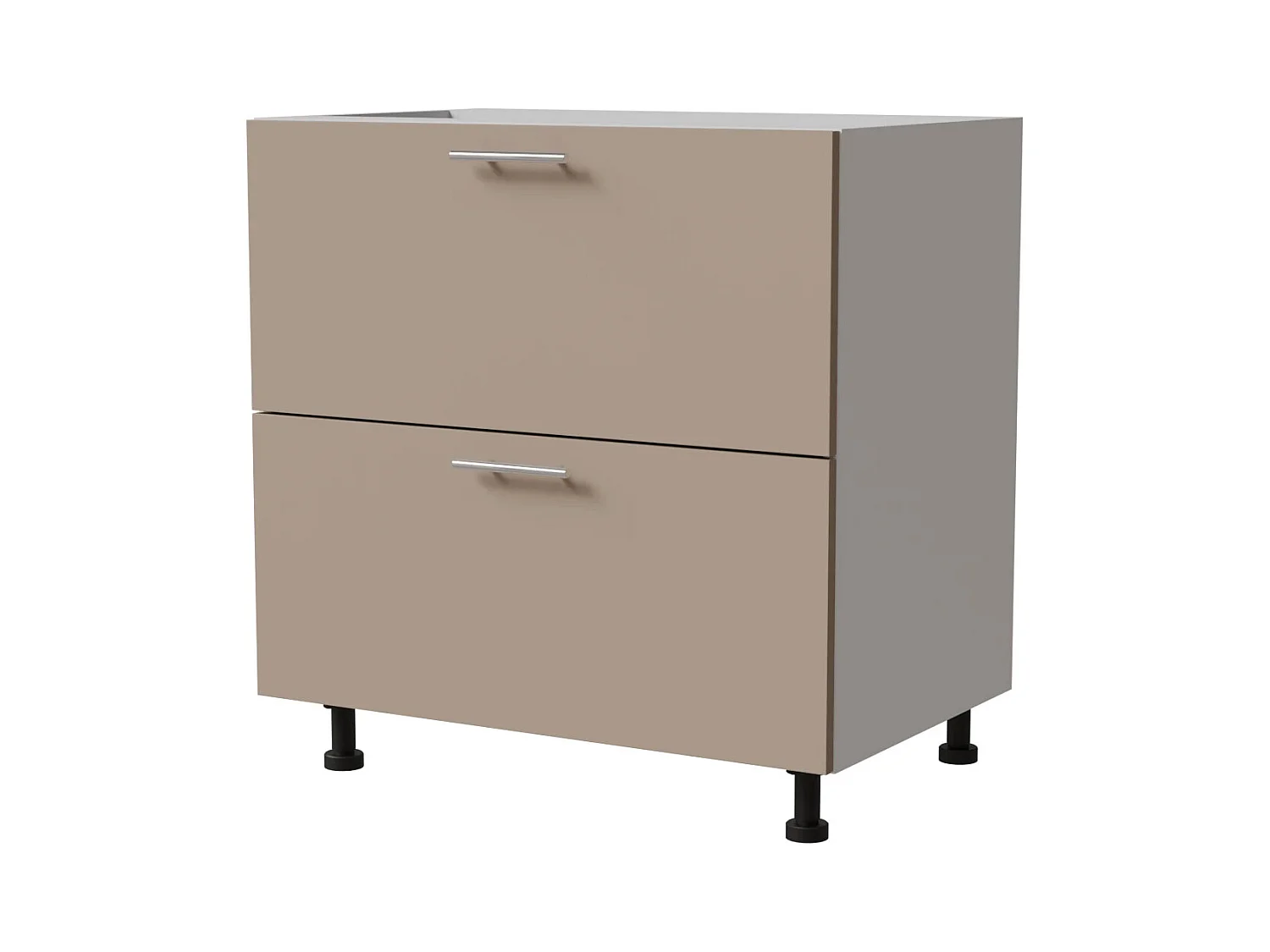 SCHUBLADENUNTERSCHRANK Brerra D2M/80 Korpus weiß / Front RAL 1019 graubeige Matt 80 / 50 / 82 cm Schubladensystem Blum Metabox