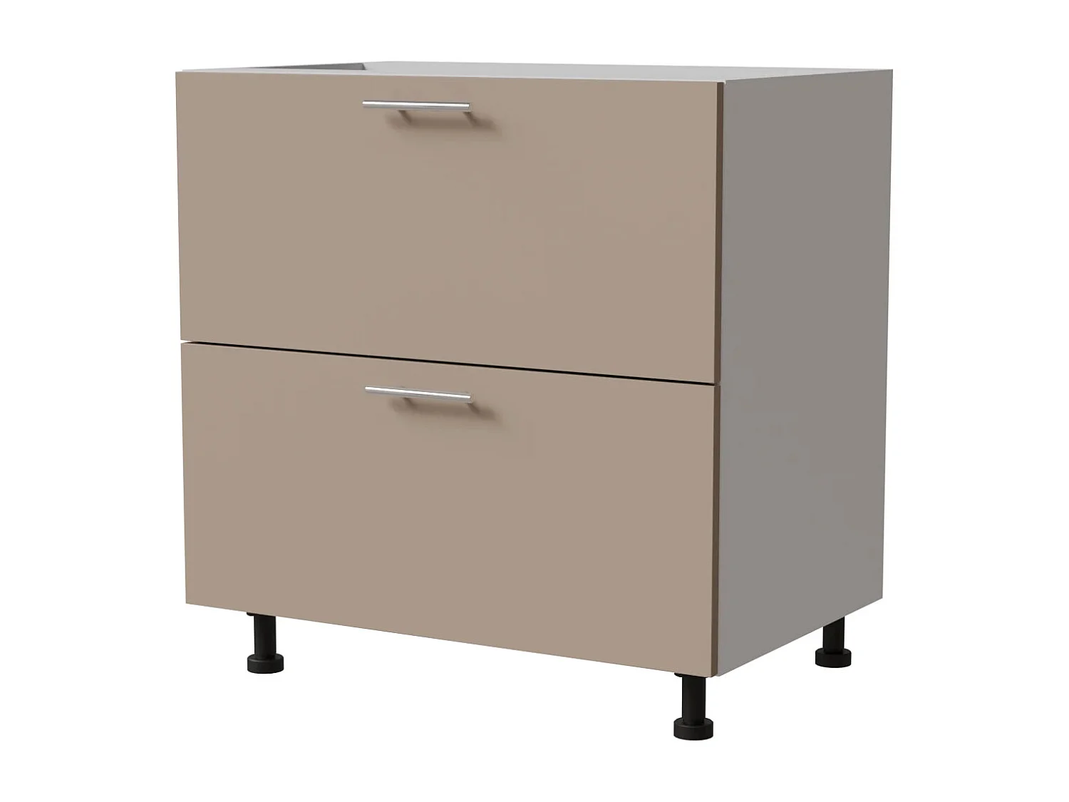 SCHUBLADENUNTERSCHRANK Brerra D2M/80 Korpus weiß / Front RAL 1019 graubeige Matt 80 / 50 / 82 cm Schubladensystem Blum Metabox