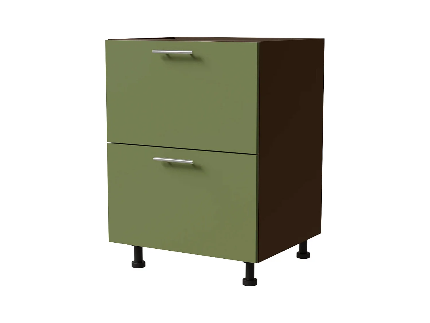 SCHUBLADENUNTERSCHRANK Brerra D2R/60 Korpus lava / Front RAL 6025 farngrün Matt 60 / 50 / 82 cm