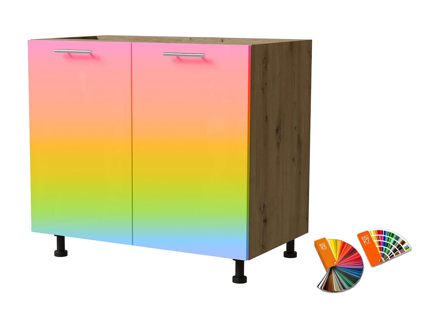 KÜCHENUNTERSCHRANK Brerra D11/90 Korpus eiche artisan / Front Wunschfarbe RAL (K5 oder K7) 90 / 50 / 82 cm