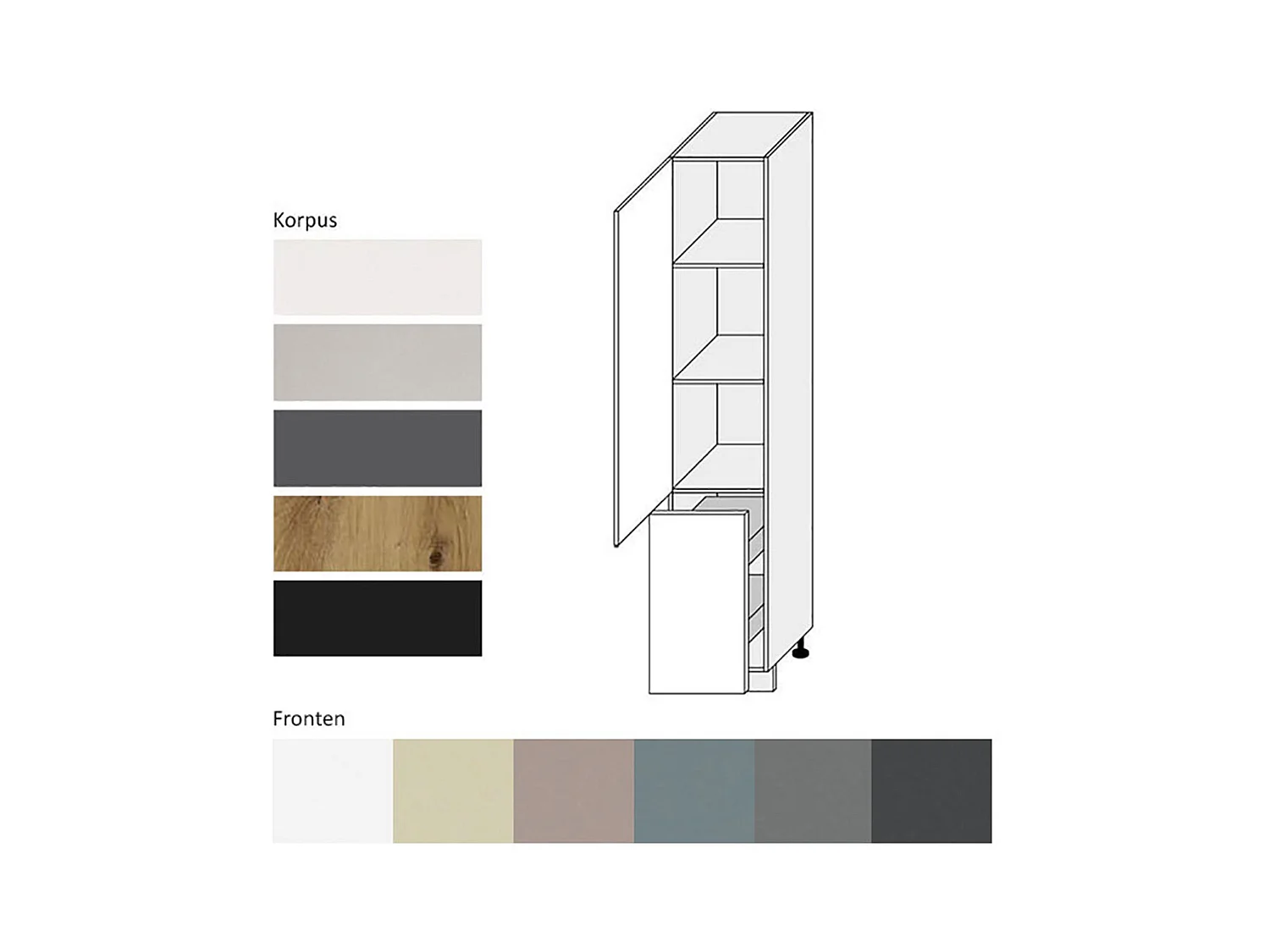 APOTHEKERSCHRANK Kvantum 2D14K/40/kargo Beige Matt / Grau Matt 40 / 59 / 207cm