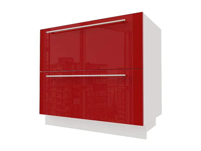 SCHUBLADENUNTERSCHRANK Brerra D2A/90/1A Korpus weiß / Front RAL 3002 karminrot Hochglanz 90 / 50 / 82 cm