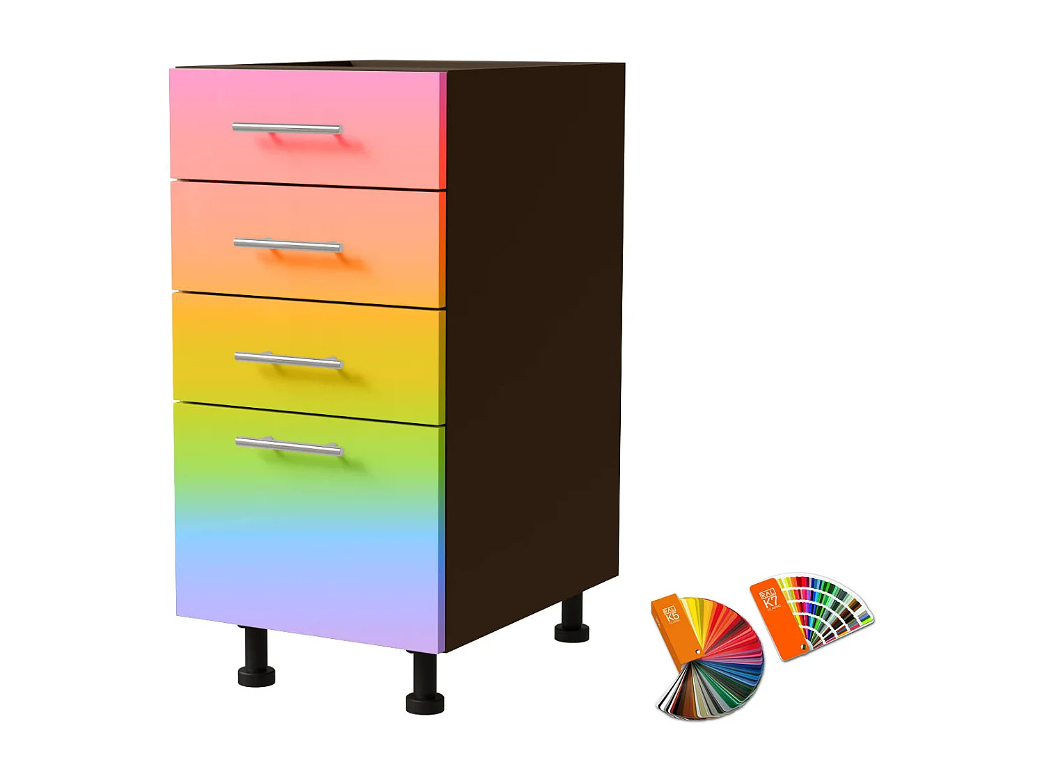 SCHUBLADENUNTERSCHRANK Brerra D4A/40 Korpus lava / Front RAL Wunschfarbe (K5 oder K7) 40 / 50 / 82 cm